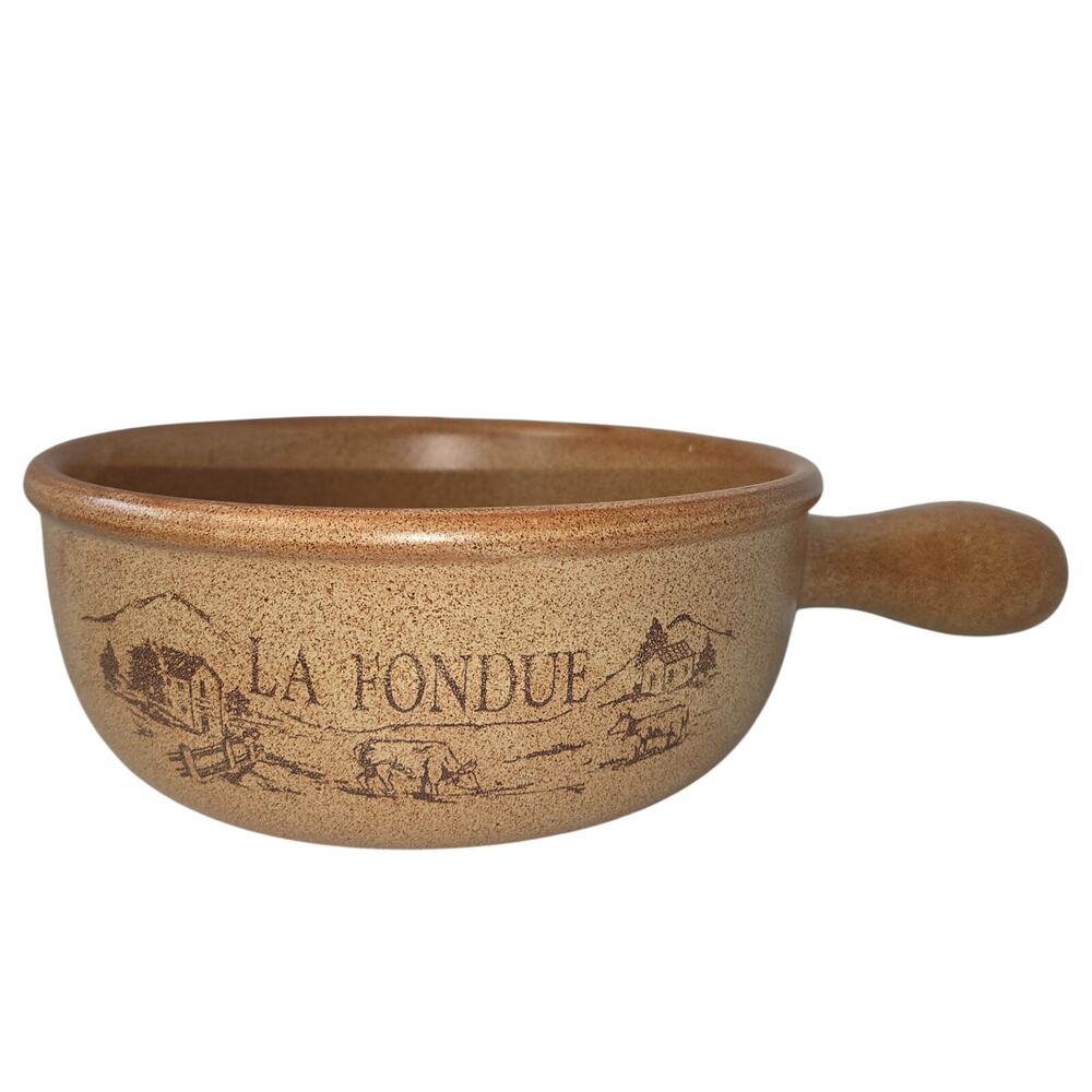 Vintage Swiss/French Ceramic Cheese Fondue Pot - Caquelon "La Fondue"